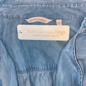 Soft Surroundings Light Wash Chambray Shirt Jacket - Light Blue plus 2x 22w